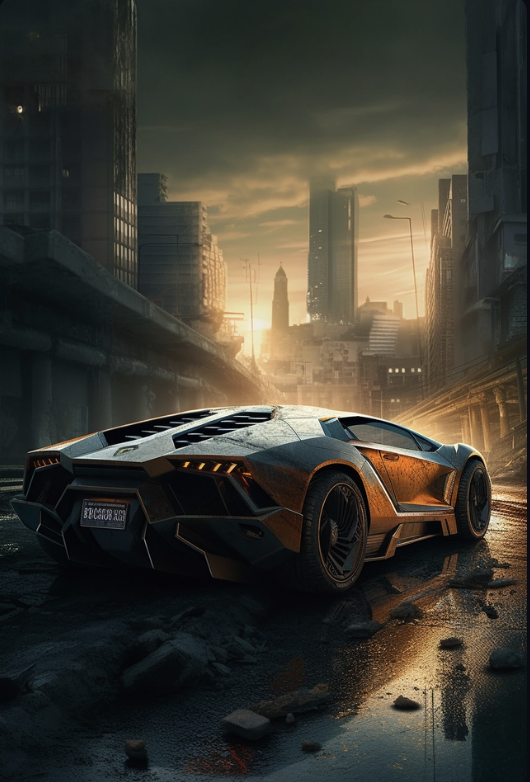 Futuristic Ride: The Lamborghini Murcielago in a Cyber Cityscape – The ...